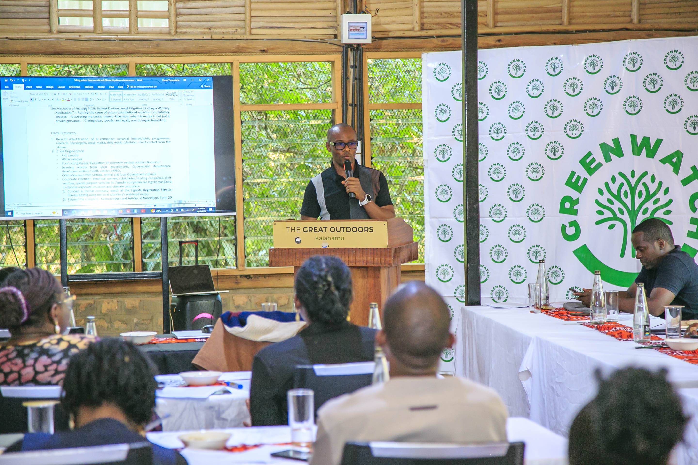 Frank Tumusiime Coordinator, Researcher and Litigator at (ANARDE) presenting