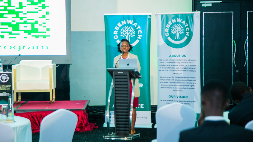 Our Exectutive Director, Samantha Atukunda Kakuru Mwesigwa, giving her opening remarks at the Launch of the Lawyers for Climate Justice Network &amp; Environment Law Clinic.