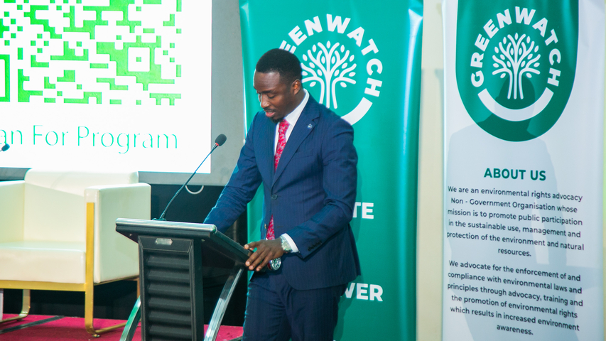 Mr. Asiimwe Anthony; Vice President, Uganda Law Society, giving her opening remarks at the Launch of the Lawyers for Climate Justice Network &amp; Environment Law Clinic.