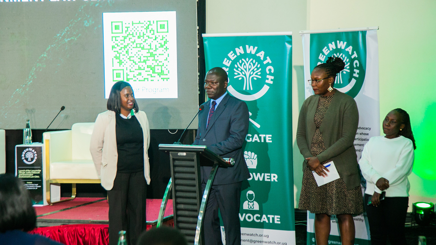 Ssekyejwe Daniel speaking on behalf of the leadership committee at the Launch of the Lawyers for Environment and Climate Justice Network