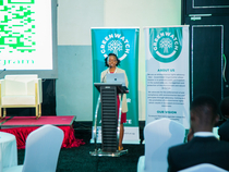 Our Exectutive Director, Samantha Atukunda Kakuru Mwesigwa, giving her opening remarks at the Launch of the Lawyers for Climate Justice Network &amp;amp; Environment Law Clinic.