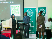 Ssekyejwe Daniel speaking on behalf of the leadership committee at the Launch of the Lawyers for Environment and Climate Justice Network